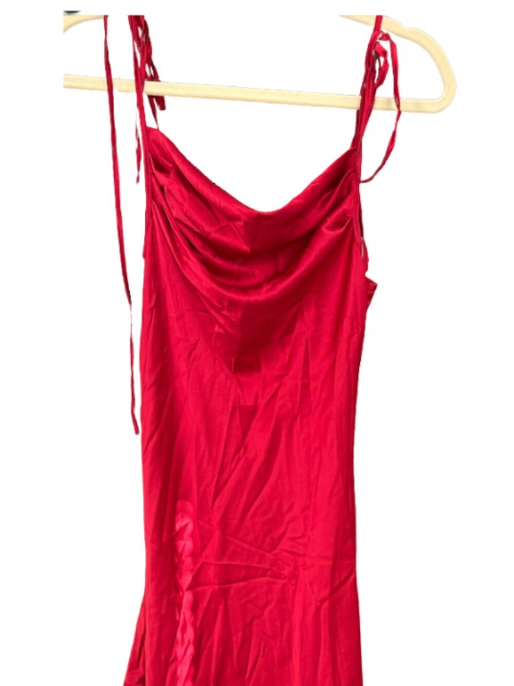 Red Satin Midi Dress